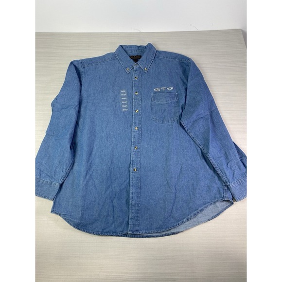 CCC Classic Car Collection Pontiac GTO Denim Button Up Shirt JOE BLOW Size XL - Picture 1 of 13